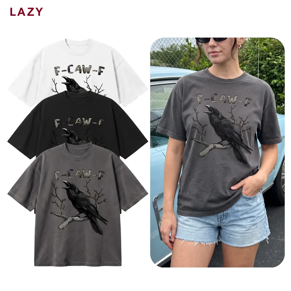 Comfort Colors Crow Graphic T-Shirt, Vintage Gothic Raven Tee, Dark Academia Bird Shirt, Grunge Streetwear, Unisex Garment-Dyed Tee