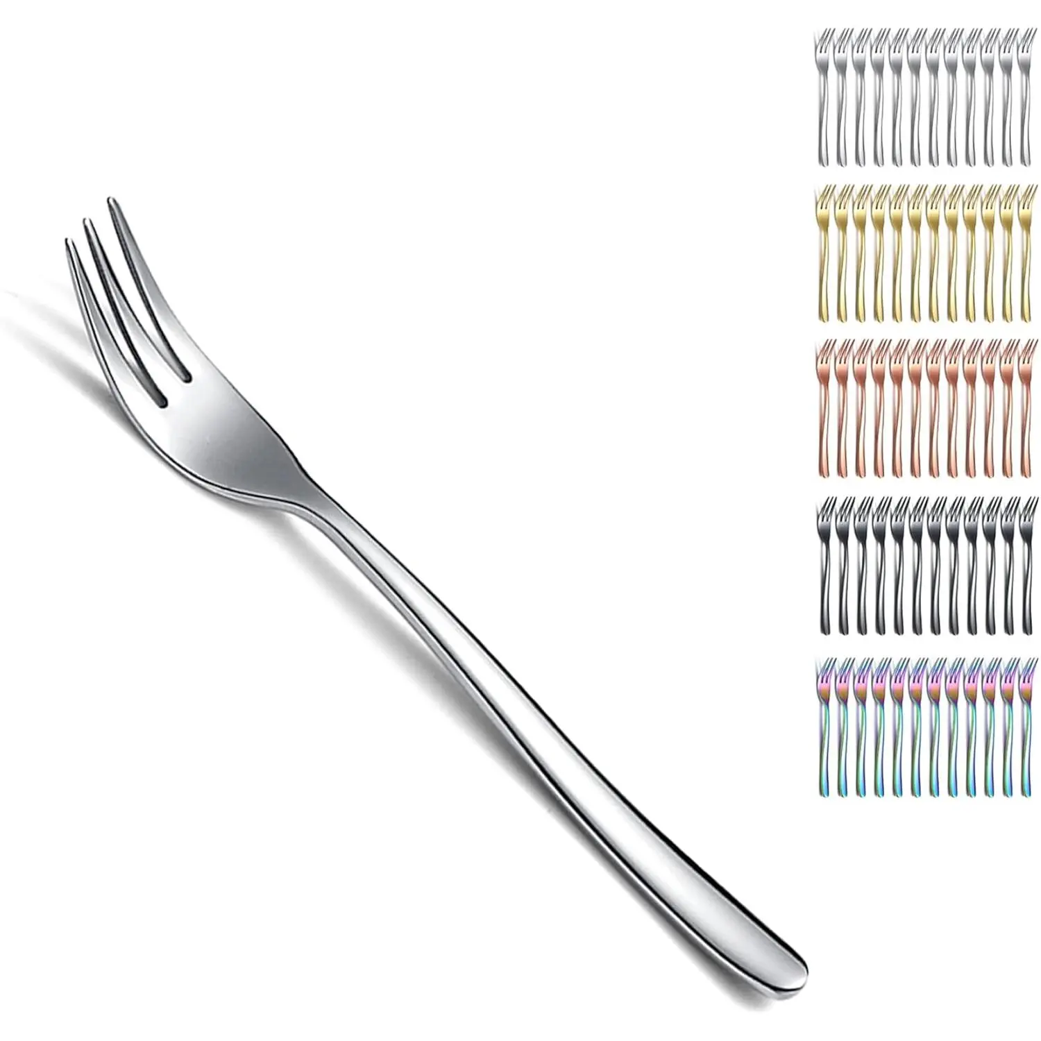 Dessert Forks 12 Pieces, 6.15" Stainless Steel Cake Forks Silverware Set, Fruit Forks, Cocktail Forks, Appetizer Small Forks, Dishwasher Safe