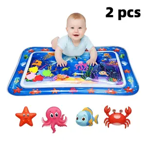 1 set of 2 piecese Baby Time Water Mat, Inflatable Belly Time Play Pad for 3 Year Olds, Infant Development Toy, Sensory Stimulation Gift