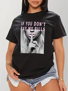 1pc Short Sleeved Round Neck Wo T-shirt _ Suitable