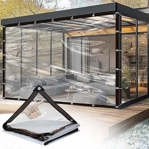 Clear Tarps Waterproof 6.5*9.5ft with Grommets Clear Vinyl Tarp Heavy Duty Outdoor Clear Plastic Tarp Clear PVC Tarp Covering for Patio Henhouse Porch Canopy Plant Camping Rainproof Tent