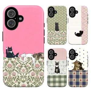 Whimsical Cat Phone Case – Cute Sleeping Cat Illustration with Vintage Floral & Cottagecore Pattern Aesthetic Cover for iPhone 17 16 15 14 13 12 11 Pro Max X XS & Samsung Galaxy S21–S25 Plus Ultra | Kawaii Retro Cat Lover Gift