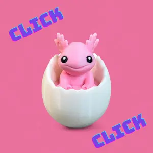 Baby Axolotl in Egg Clicker – Fidget Toy – Stress Relief Collectible for Halloween Gifts & Party Favors – Stim Toy