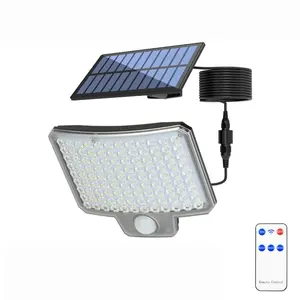 External solar-powered lamps, with 108 LEDs, equipped with solar sensors and remote control devices. The solar floodlights have 3 modes.