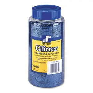 212 MAIN Pacon Spectra Plastic Glitter Crystals, .04 Hexagons, 16 oz. Shake Top Jar, Blue, for DIY Crafts