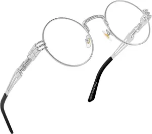 Round Steampunk Glasses for Mens and Womens Circle Hippie Style Eyeglasses