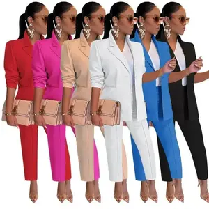 Two-Piece Set Women's Elegant Workwear Two-Piece Set Women's Single Button Blazer and Pants Office Ladies Business Suit Matching Set Uniform