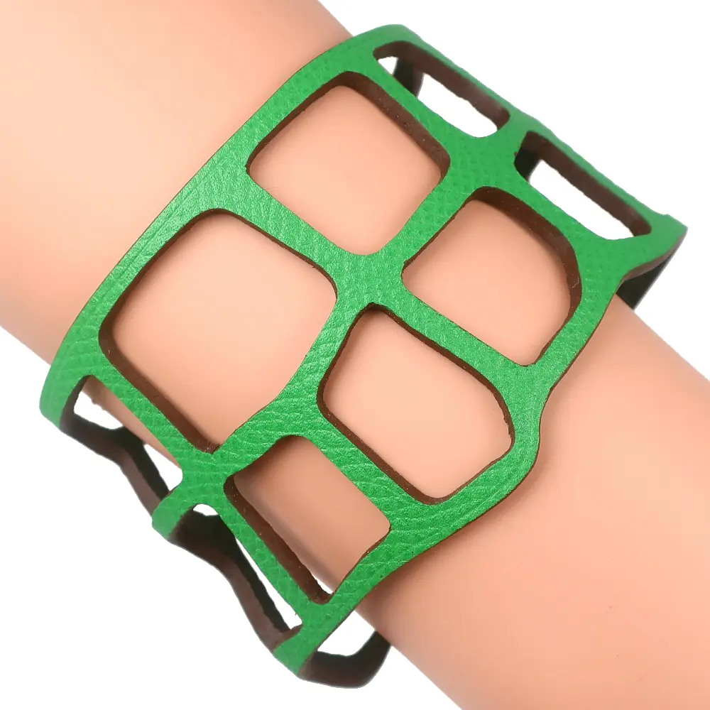 Pre-owned HERMÈS Others Small Leather Goods Hermes Togo Bangle Bracelet Green