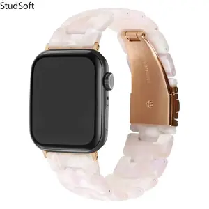 Vintage Tortoiseshell Resin Watch Band Transparent Glossy Bracelet Strap Universal Compatible with Apple Watch Series 11 10 Ultra 2 SE 38mm-49mm Women