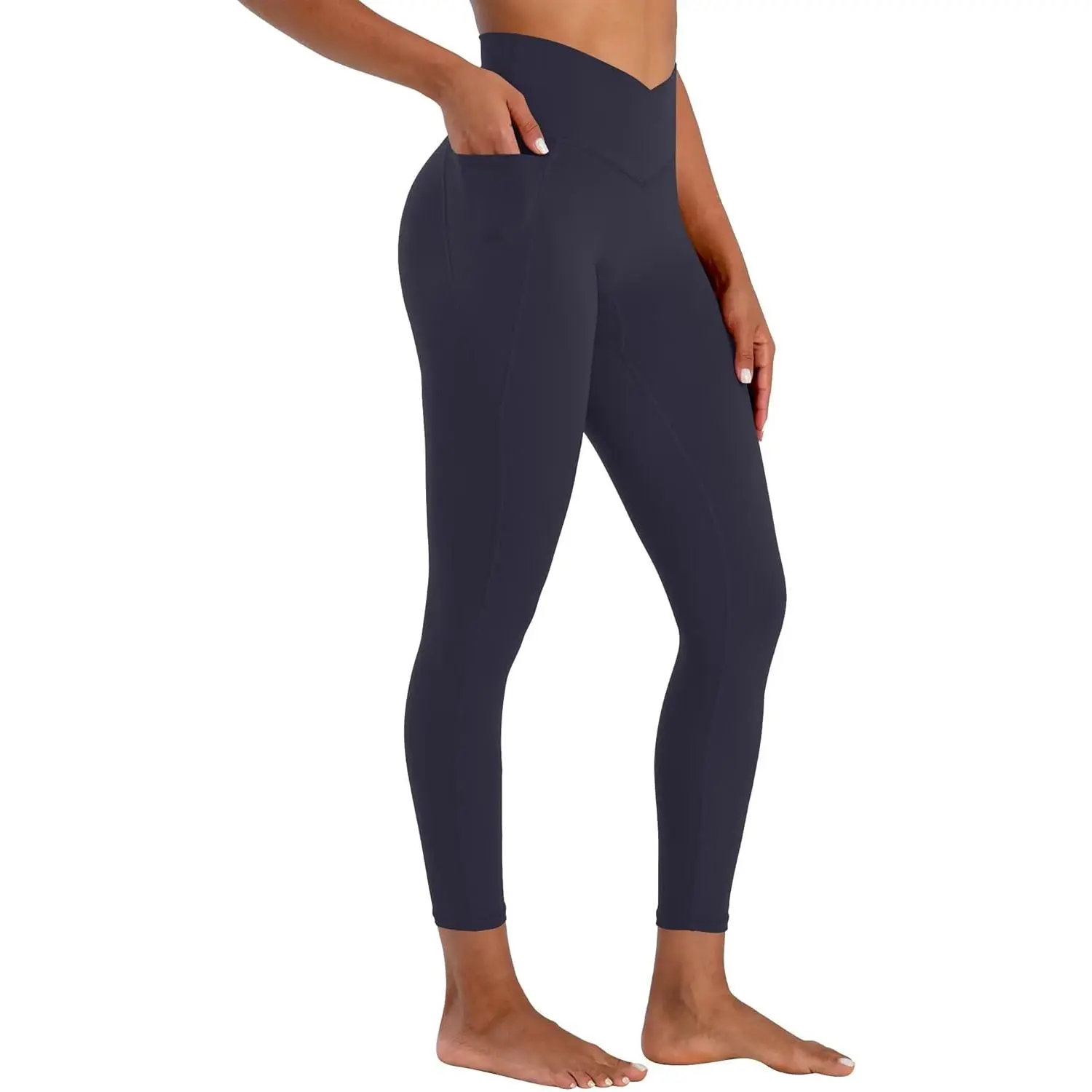 Sunzel Women's Butt Lifting Scrunch Crossover Waist Leggings - No Front Seam, Tummy Control, Pockets, Seamless Yoga Pants - Fitness Bottoms for Gym, Yoga