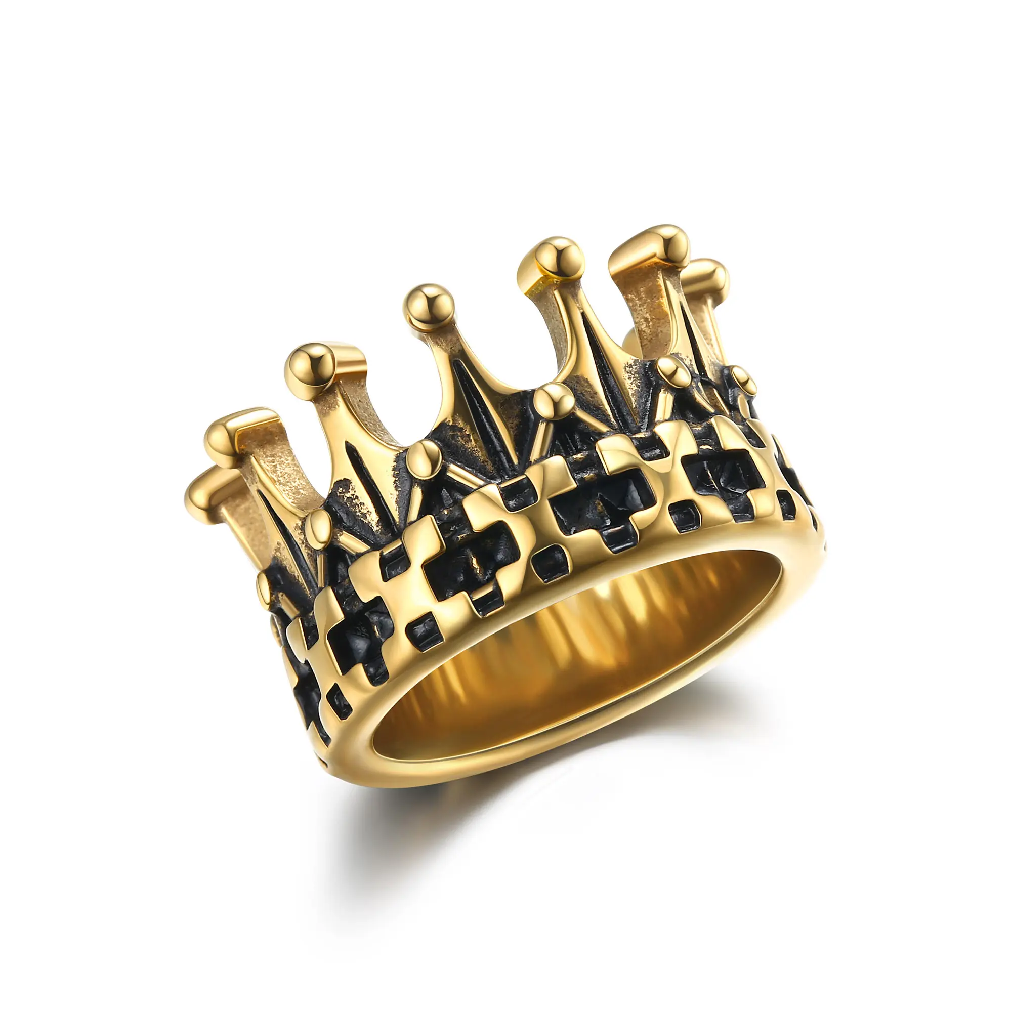 GTHIC Gothic Crown Stainless Steel Punk Ring for Birthday Gift Prom Ring Size 7-13 Durability