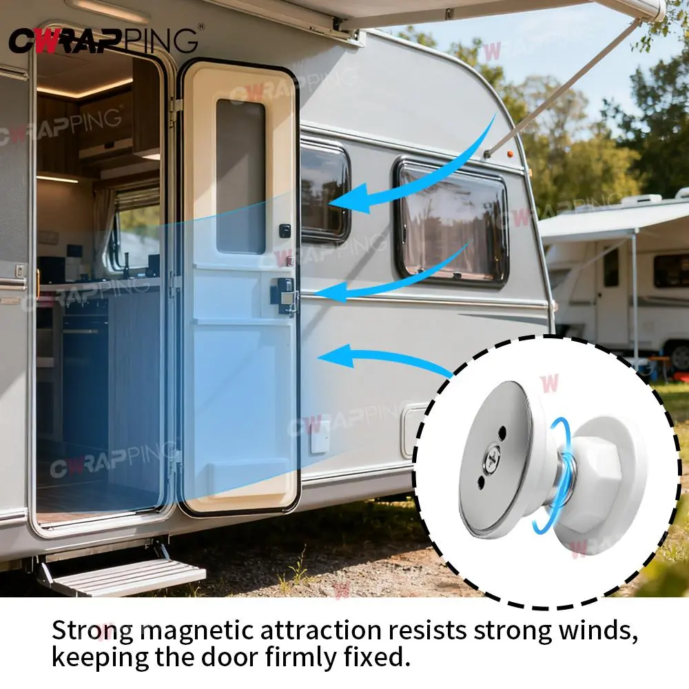 RV Door Stopper Magnetic Luggage Door Black White Universal Magnetic Door Stopper for Motorhome Camping Van Car Accessories