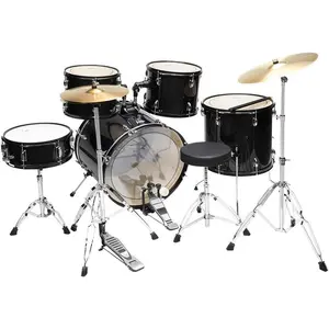 GLARRY 22 inch Drum Set Beginner 5-Piece Full Size Adult Complete Drums Kit with Bass, Toms, Snare, Floor, Cymbal, Hi-Hat, Pedal& Bench (Black)