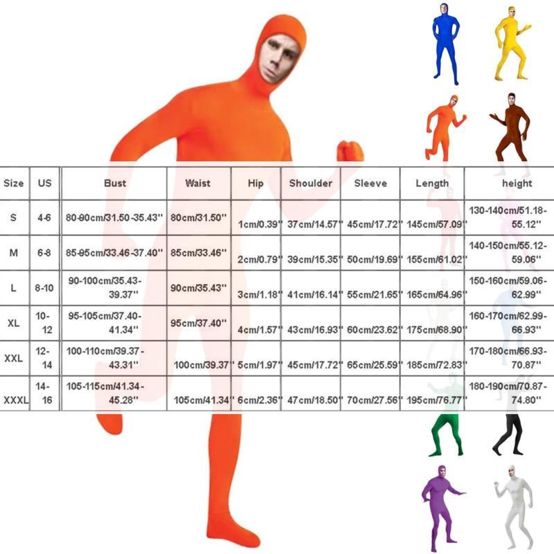 Unisex Adult Spandex Open Face Full Bodysuit Costume Stretchy Halloween Cosplay Body Suit Leotard Suit Outfits tight  hoodie