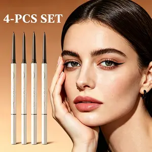 AMG 4-Piece Double-Ended Gel Eyeliner Set - Waterproof, Smudge-Proof, Long-Lasting, Smooth, Creamy Eye Makeup Products with Versatile Blending Brush for Any Eye Look, Ideal Gift for Daily Makeup Lovers