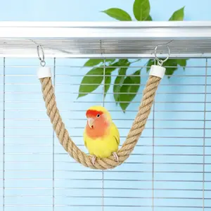 Three Length Parrot Hemp Rope Swing, 40cm/60cm/80cm, High-Quality Thick Hemp Rope Perch, Parrot Stand, Easy to Hang, Odorless, Suitable for Small,Medium Birds and Rodents, Bird Cage Accessories