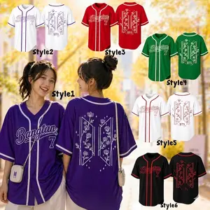 Inspired Baseball Jersey Shirt, Bangtan 7 Jersey, Kpop Fan Gift, Custom Name Shirt, Matching Outfit, Unisex Oversized