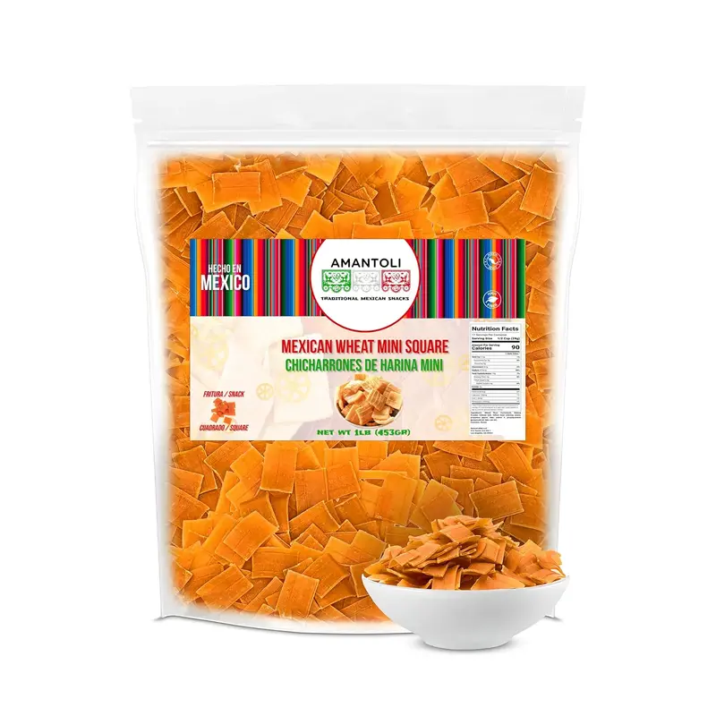 Amantoli - Mexican Duritos Mini Squares Wheat 1Lb (453gr) Snack, Traditional, Crunchy, Delicious | Chicharron/Fritura De Harina En Forma De Cuadrado Para Freir | Made In Mexico.
