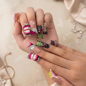 AVIARA Long  Duck Tips 10pcs Handmade Acrylic Y2K Press On Nails Luxious Salon Quality Fake Nail detachable aqua nails acrylic fake