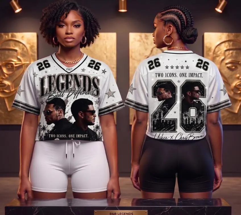Custom R&B Tour 2026 Glitter Crop Top Jersey, Personalized 3D Concert Crop Jersey, Vintage Music Festival Shirt, Women's Sleeveless Sports Top, Music Lover Gift, Concert Outfit
