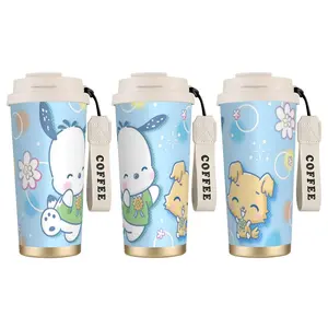 1pc Pochacco Coffee Cup Cartoon, Cute Kawaii Design, 18oz Portable Insulated Thermos Cup, Dual Drink Tumbler for Hot and Cold Beverages, Suitable for Office, Home, Travel, Gift Idea
