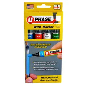 U-Mark UPhase Wire Marker, 4-Pack Assorted Colors, Permanent Quick-Dry Paint, High Visibility, Abrasion-Resistant, Adheres to Clean Sheath, Color Coding for Automotive Wires, Computer & Telephone Cables