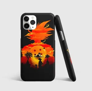 Anime Sunset Phone Case, Silhouette Warrior Aesthetic iPhone Case, Island Sky Anime Inspired Cover, Minimal Manga Style