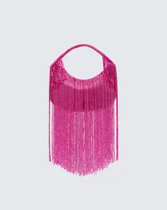 Angelle Pink Embellished Fringe Bag