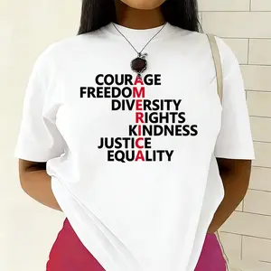Womens Social Justice AMERICA Cotton Tshirt Courage Freedom Diversity Rights Kindness Justice Equality Casual Trendy Top