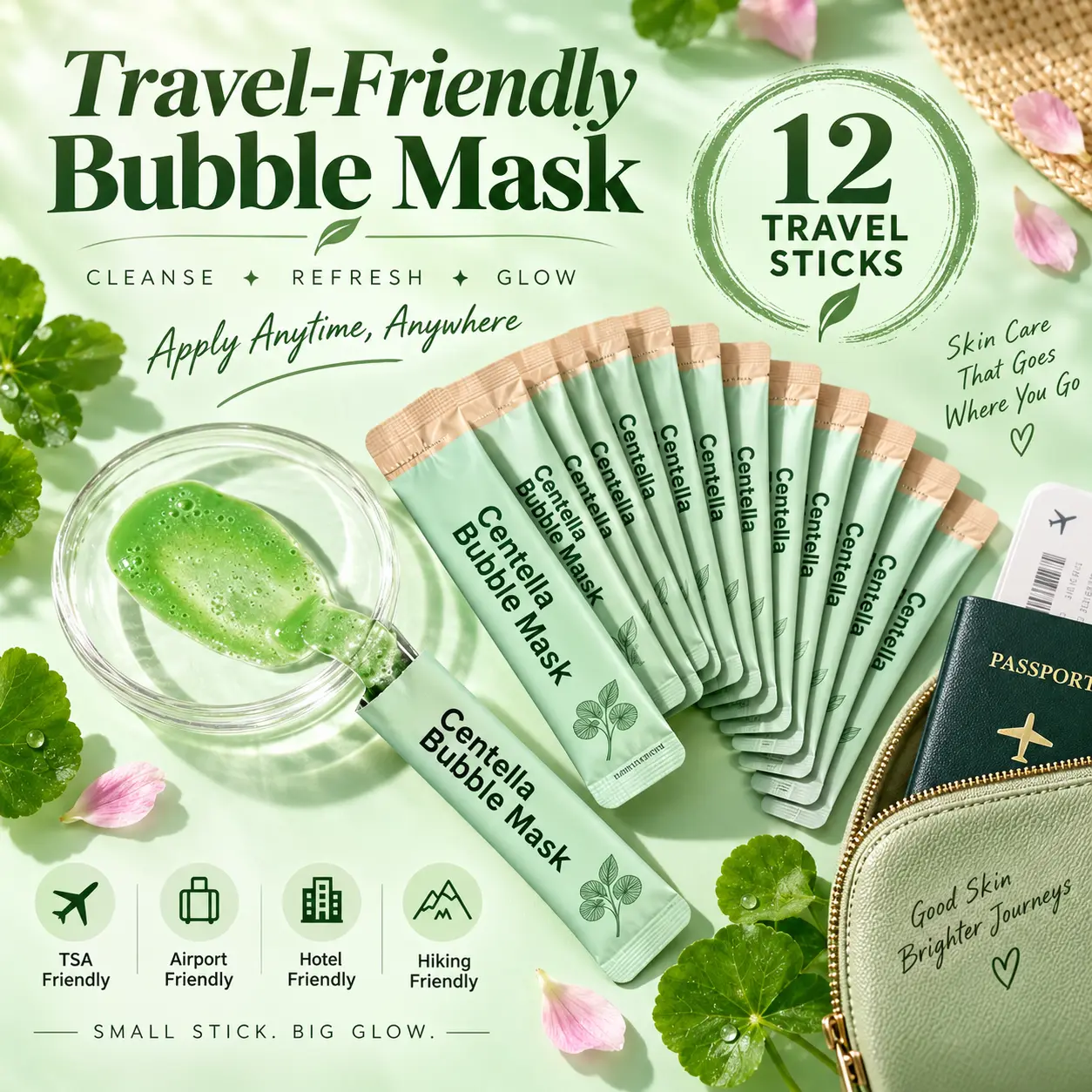 Lima Lab Centella Green Foam Bubble Face Mask with Niacinamide - 12 Travel-Size, 4g Unisex Pore-Cleansing Treatments to Deeply Clean Facial Dirt and Remove Blackheads