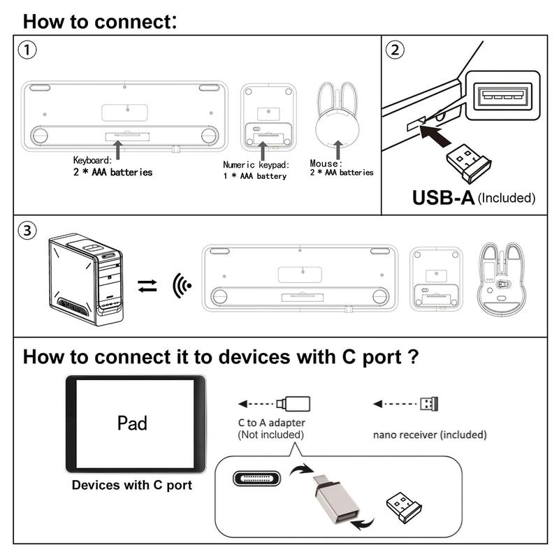 Mofii Three-In-One Keyboard Mouse Set Ergonomic Round Keyboard Wireless Connection, Portable Compact Design, Separate Numeric Keypad, Us Qwerty, No Batteries Included