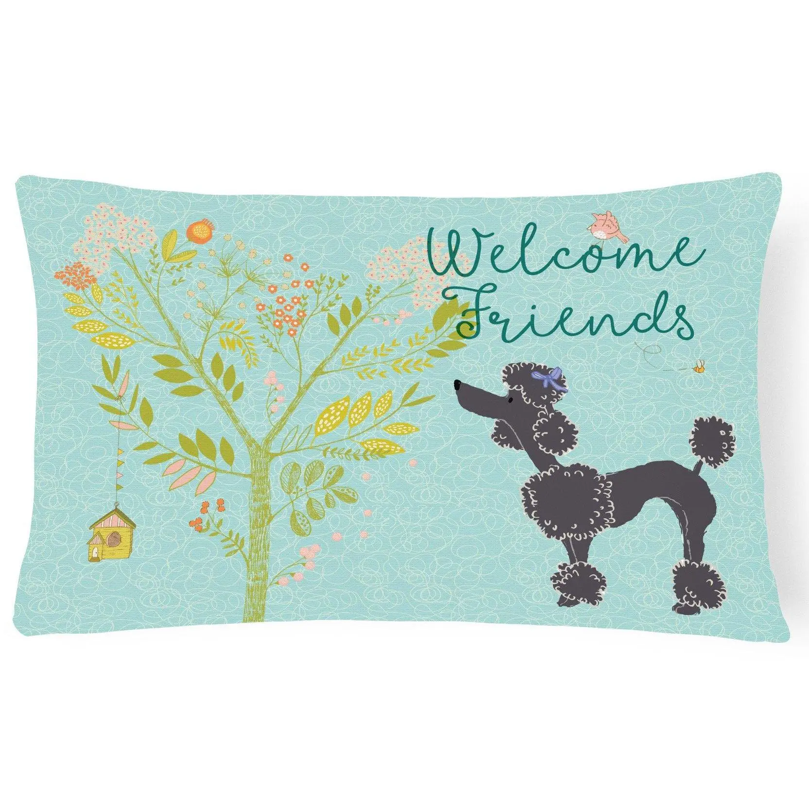 Black Poodle Woven Fabric Decorative Pillow - Animals-Themed Welcome Cushion, 100% Polyester, 12x16 in, Fade-Resistant, Handmade Local Craftsmanship, Garden Patio Use, BB7615PW1216