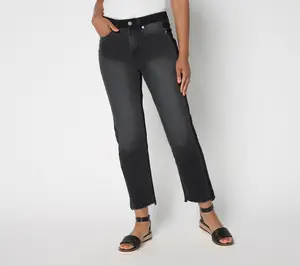 LOGO by Lori Goldstein Regular Black Straight Leg Ankle Jeans