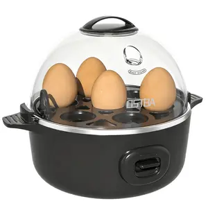 OSTBA Egg Cooker 7-Egg Capacity Electric Egg Boiler with Musical Buzzer Overheat Protection Rapid Cooker for Soft Medium Hard-Boiled Eggs Easy-to-Clean Egg Poacher and Mini Food Steamer Black Multi-Function