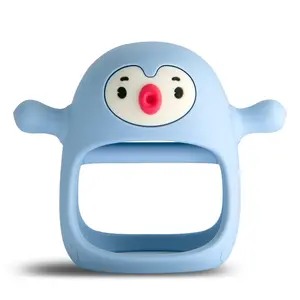 Baby Teething Toys for 0-6Months, Teethers for Babies 3-6Months |   Penguin Teether |   Hand Teether | Teething Mittens for Teething Relief, Baby Pacifier | Teething Pacifiers for Baby, Light Blue