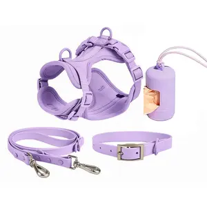 PVC four-piece dog leash set, bite-resistant and waterproof, suitable for large, medium, and small dogs, pet leash, PVC dog leash, dog collar