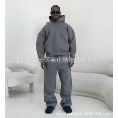 SHO-2pcs Men'S Polyester Tracksuit Set, Casual Hooded Sweatsuit, Solid Color, Long Sleeve Hoodie with Pockets & Matching Pants, Slight Stretch, for Fall/Winter SHO-2pcs Men'S Polyester Tracksuit Set, Casual Hooded Sweatsuit, Solid Color, Long Sleeve Hoodie with Pockets & Matching Pants, Slight Stretch, for Fall/Winter