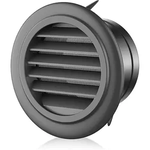 3 Inch Soffit Vent for Exhaust Fan with Built-in Mesh Screen, Black Round ABS Louver Grille Exhaust Vent Cover for Dryer Bathroom Office Kitchen