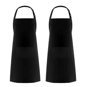 Solid Color Apron with Pocket, 2 Counts Kitchen Cooking Apron, Long Apron for Woman Men Chef Work BBQ Restaurant Bar Shop Cafes Beauty Nails Studios