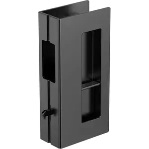 Privacy Pocket Door Pull with Lock, Wooden Sliding Door Handle for 1-3/8” Thickness Door, Replacement for Old Damaged Pocket Door Hardware (Matt Black)
