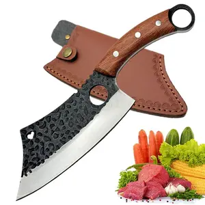 Premium Stainless Steel Forging Meat Cleaver and Bone Knife, Wooden Handle, Ideal for Home Cooking, Camping, BBQ, Festival Use, Stainless Steel Knives
