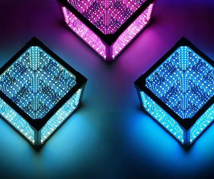 3D Magic Cube Abyss Light - RGB Dynamic Flow LED Lamp - Rechargeable Sci-Fi Atmosphere Light for Gaming Desk & Bedroom