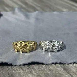 925 Silver Initial Nugget Ring - All Initials Available