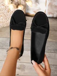 Women's Fashionable Solid Color Loafers, Casual Comfortable Flat Shoes for Daily Wear, Lightweight Breathable Shoes for Women & Girls, Running, Casual Flats