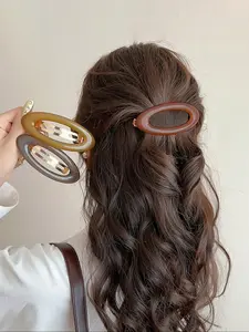 Elegant Oval Spring Clip Hairpin, Half-Up Hairstyle Accessory, Suitable for Daily Commute, Travel, Photography, All Seasons Wear
