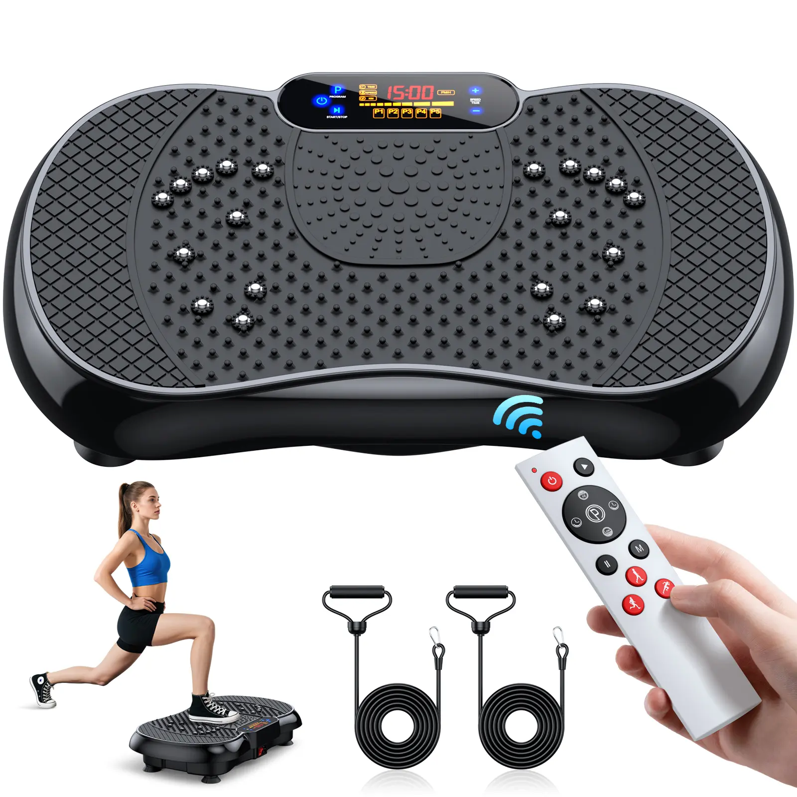 PBYRD Slim Vibration Plate Exercise Machine with Remote Control, 330 lbs Weight Capacity Whole Body Fitness Board for Lymphatic Drainage & Recovery, Home Gym Equipment