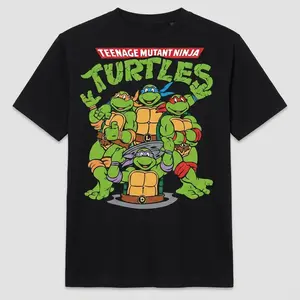 TMNT Group Black Tee | Teenage Mutant Ninja Turtles Graphic T-Shirt | Retro 90s Cartoon Streetwear Shirt | Unisex Cotton Tee | Turtle Fan Gift