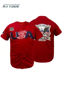 KTYSDE USA 250th Anniversary Embroidered Baseball Jersey | Bald Eagle Design | Breathable & Comfortable | Unisex Fit