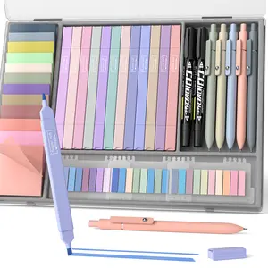 Nicpro 62 PCS Aesthetic Book Annotation Kit with Case, Book Annotation Supplies with No Bleed Highlighters, Pens, Markers and 1200PCS Transparent Sticky Notes, Index Tabs for Bible Study Supplies