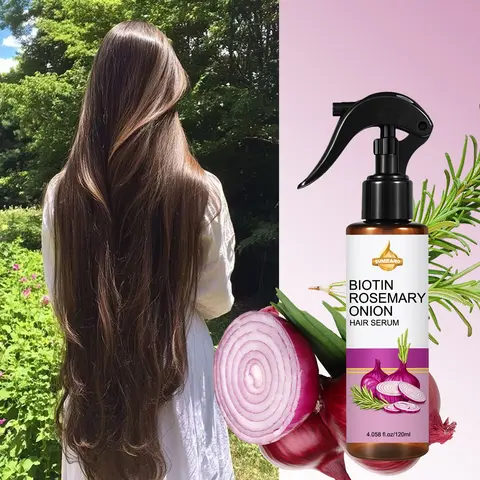 SUMIFANG Biotin Rosemary Onion Scalp Extract 120ml, Moisturizing Scalp Serum, Nourishing Hair Treatment, Biotin + Keratin + Vitamin E, Strengthens damaged hair, reduces breakage, moisturizes, increases softness, Suitable for fragile, permed/dyed hair